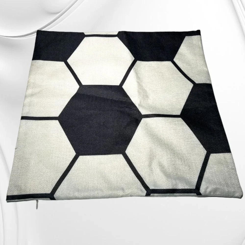 2/$12 💥🆕 Soccer Ball Sofa/Couch/Bed Black Accent Pillow Zip Cover | 1331